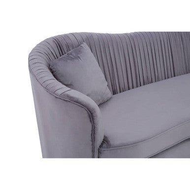 3 Seat Grey Pleated Velvet Sofa, Franza