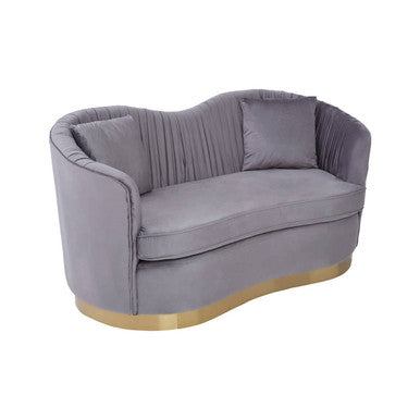 2 Seat Grey Pleated Velvet Sofa, Franza