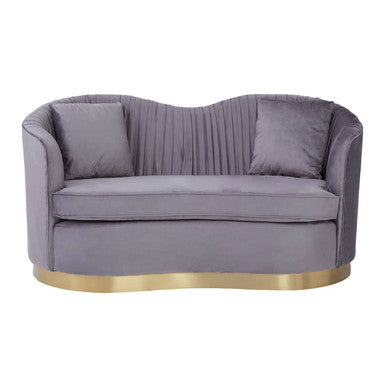 2 Seat Grey Pleated Velvet Sofa, Franza