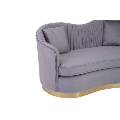 2 Seat Grey Pleated Velvet Sofa, Franza