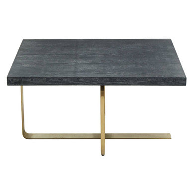 Black & Grey Oak Veneer Wooden Coffee Table With Gold Metal Angular Base, Lena