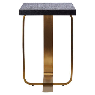 Grey Veined Oak Veneer Top Round Side Table With Metal Stainless Steel Wireframe Base, Lena