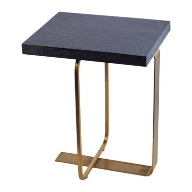 Grey Veined Oak Veneer Top Round Side Table With Metal Stainless Steel Wireframe Base, Lena