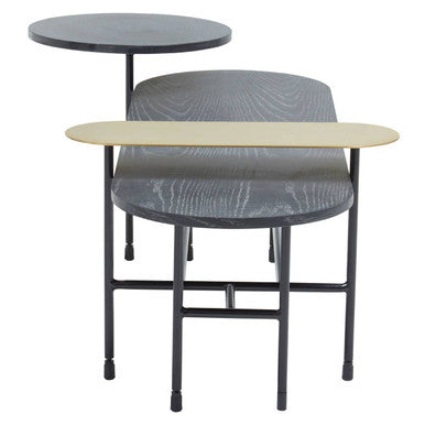 Gold Oak Veneer & Black Marble Top Coffee Table With Iron Legs, Serrano