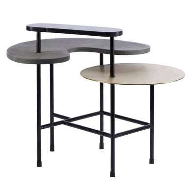 Mixed Metal Tops Sculptural Nesting Coffee Table Set With Black Frame, Serrano