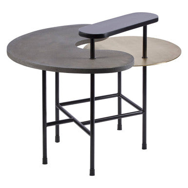 Mixed Metal Tops Sculptural Nesting Coffee Table Set With Black Frame, Serrano