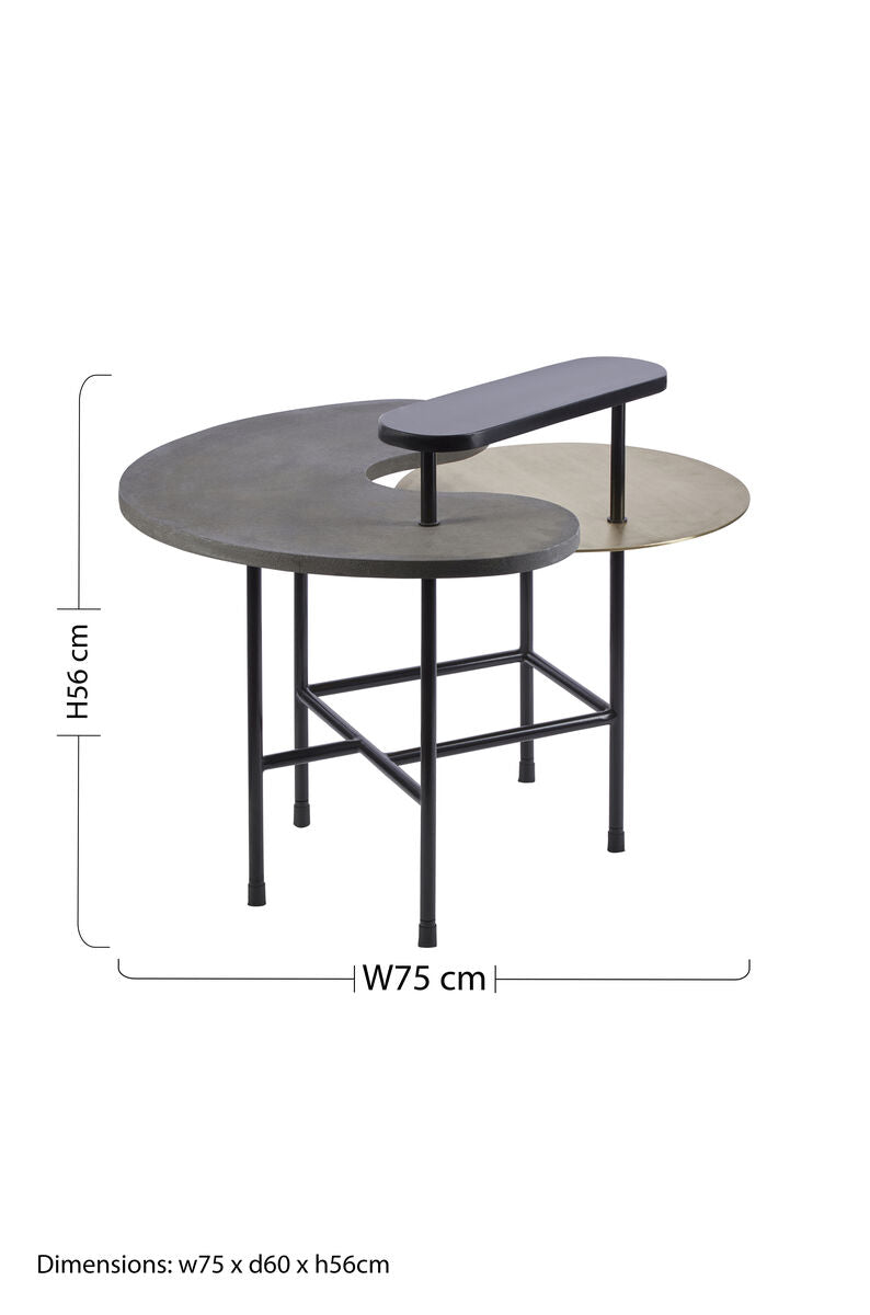 Mixed Metal Tops Sculptural Nesting Coffee Table Set With Black Frame, Serrano