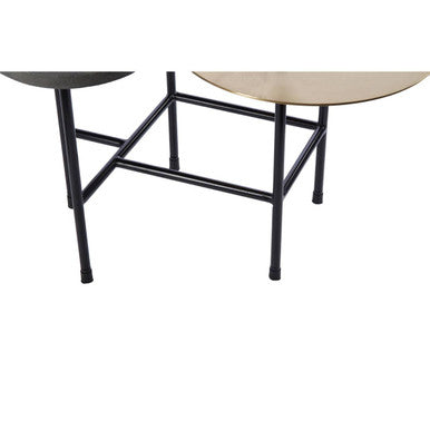 Mixed Metal Tops Sculptural Nesting Coffee Table Set With Black Frame, Serrano