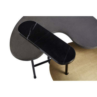 Mixed Metal Tops Sculptural Nesting Coffee Table Set With Black Frame, Serrano