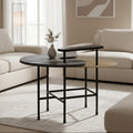 Mixed Metal Tops Sculptural Nesting Coffee Table Set With Black Frame, Serrano