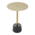 Round Gold Iron Side Table With Black Fluted Base, Corra