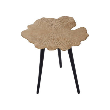 Gold Small Aluminium Side Table With Black Metal Angular Legs, Prato