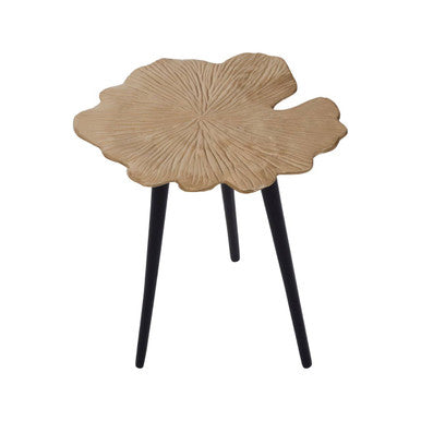 Gold Small Aluminium Side Table With Black Metal Angular Legs, Prato