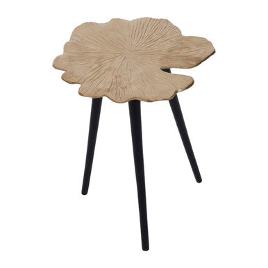 Gold Small Aluminium Side Table With Black Metal Angular Legs, Prato