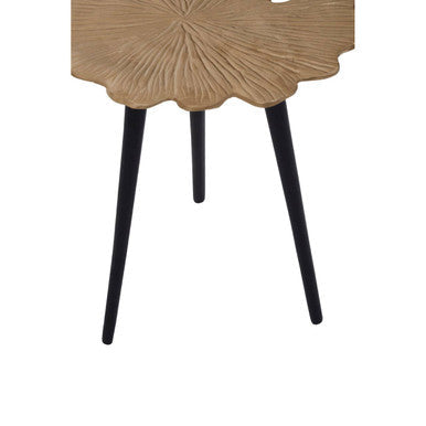 Gold Small Aluminium Side Table With Black Metal Angular Legs, Prato