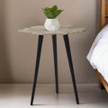 Gold Small Aluminium Side Table With Black Metal Angular Legs, Prato
