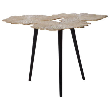 Gold Top Large Aluminium Side Table With Black Metal Angular Legs, Prato