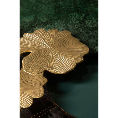 Gold Top Large Aluminium Side Table With Black Metal Angular Legs, Prato