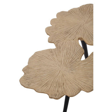 Gold Top Large Aluminium Side Table With Black Metal Angular Legs, Prato