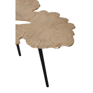 Gold Top Large Aluminium Side Table With Black Metal Angular Legs, Prato