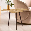 Gold Top Large Aluminium Side Table With Black Metal Angular Legs, Prato