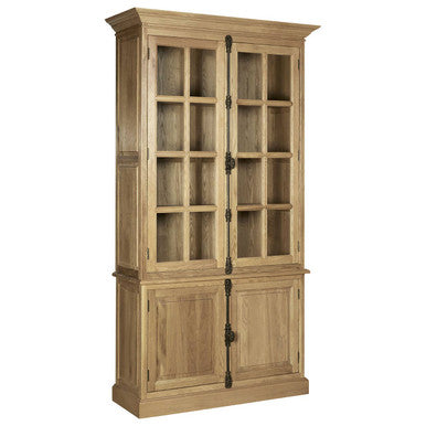 Lyon Oak Wood Tall Cabinet In Washed Grey