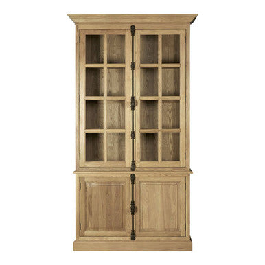 Lyon Oak Wood Tall Cabinet In Washed Grey
