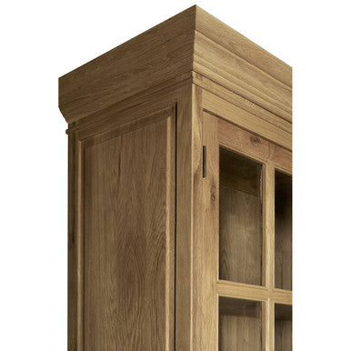 Lyon Oak Wood Tall Cabinet In Washed Grey