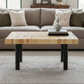 Natural Teak Wood Branch Coffee Table With Black Metal Legs, Malang