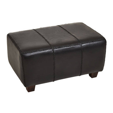 Inca Black Leather Bench With Teak Wood Legs