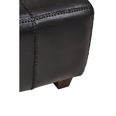 Inca Black Leather Bench With Teak Wood Legs