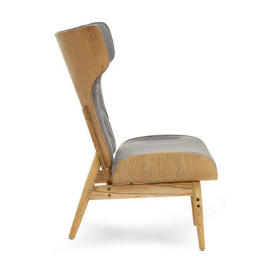 Vinsi Dark Grey Velvet Chair With Winged Back
