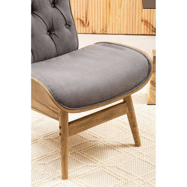 Vinsi Dark Grey Velvet Chair With Winged Back