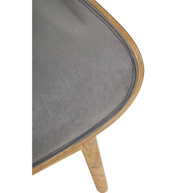 Vinsi Dark Grey Velvet Chair With Winged Back