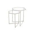 Silver Geometric Steel Side Table With Mirrored Glass Top, Herber