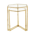 Gold Geometric Stainless Steel Set Of 2 Side Table With Mirrored Glass Top, Herber