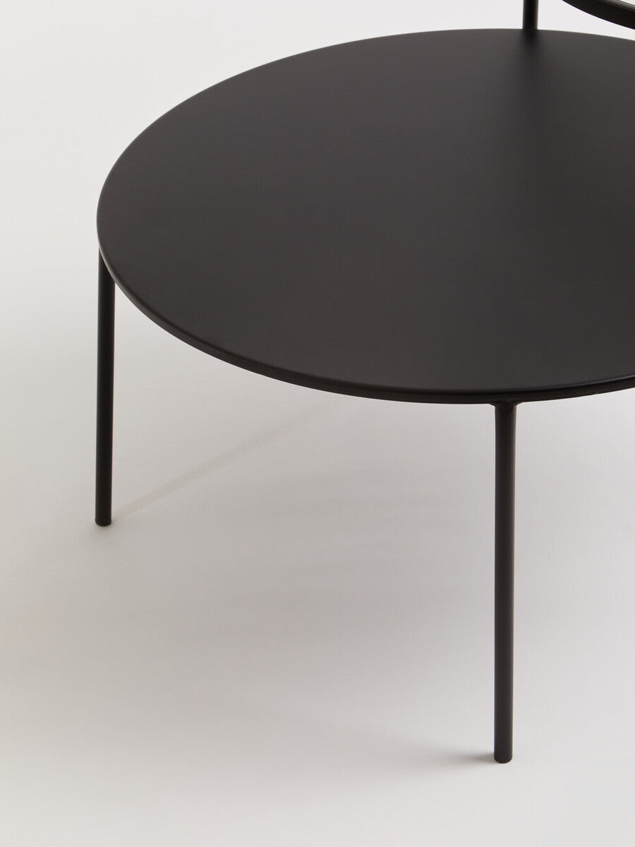 Clear Glass Top & Black Metal Lower Top Coffee Table With Black Iron Frame, Trento