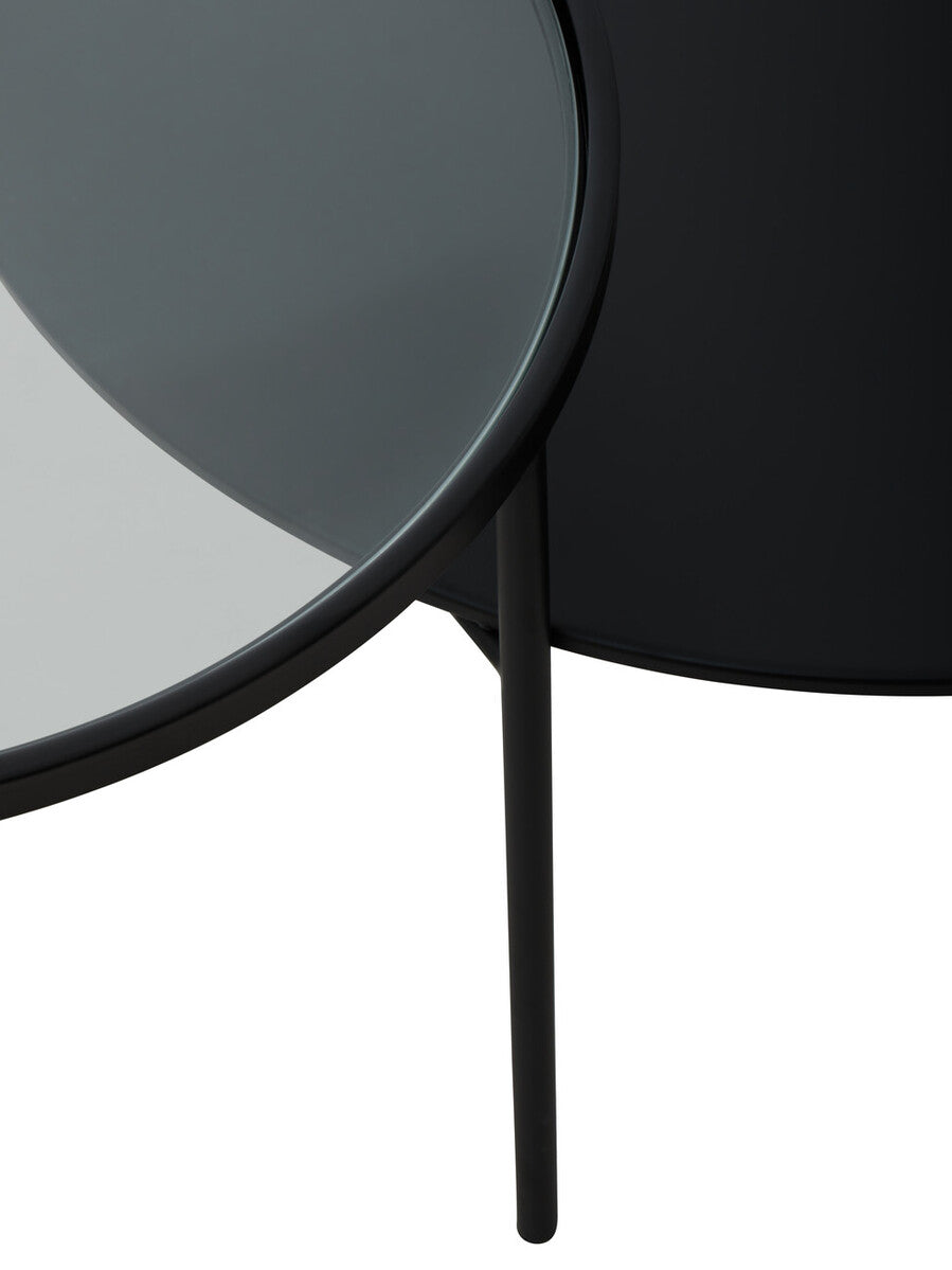 Clear Glass Top & Black Metal Lower Top Coffee Table With Black Iron Frame, Trento