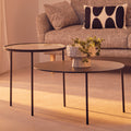 Clear Glass Top & Black Metal Lower Top Coffee Table With Black Iron Frame, Trento