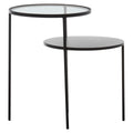Clear Glass Top & Black Metal Lower Top End Table With Black Iron Frame, Trento