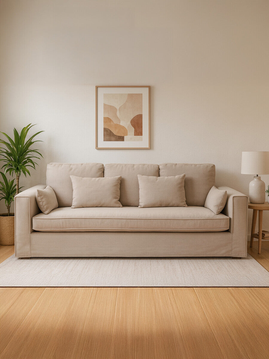3 Seat Grey Fabric Sofa, Menton