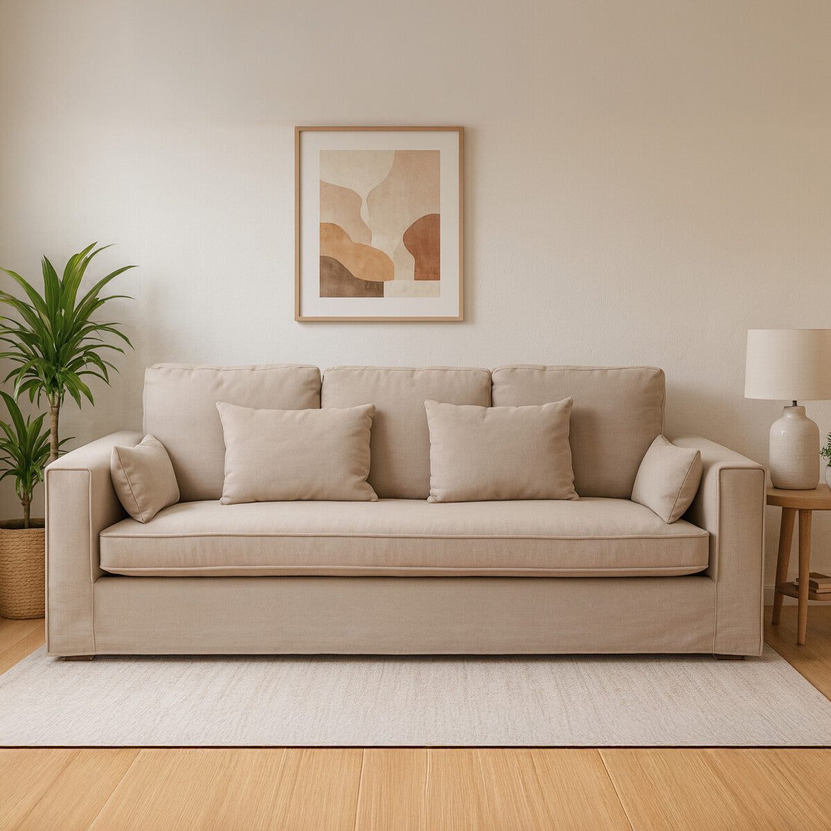 3 Seat Grey Fabric Sofa, Menton