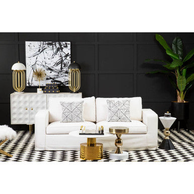 3 Seat Cream Fabric Sofa, Valensole