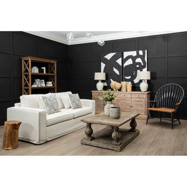 3 Seat Cream Fabric Sofa, Valensole