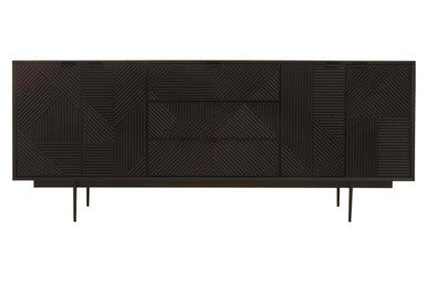 Jakara Black Sideboard With 4 Doors & 3 Drawers