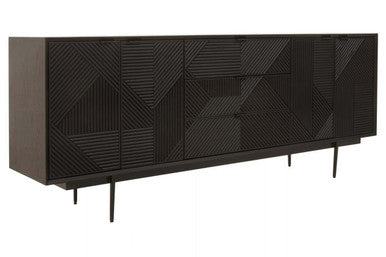 Jakara Black Sideboard With 4 Doors & 3 Drawers