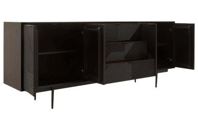 Jakara Black Sideboard With 4 Doors & 3 Drawers