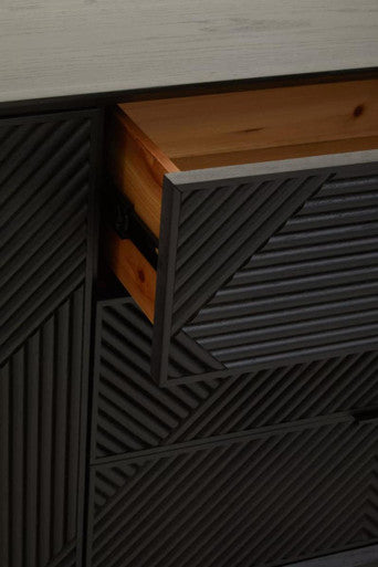 Jakara Black Sideboard With 4 Doors & 3 Drawers