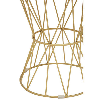 White Marble Top Side Table With Gold Iron Wireframe Base, Rabia