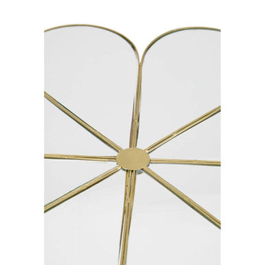 Silver & Gold Iron Frame Coffee Table With Petal Design Mirrored Top, Rabia